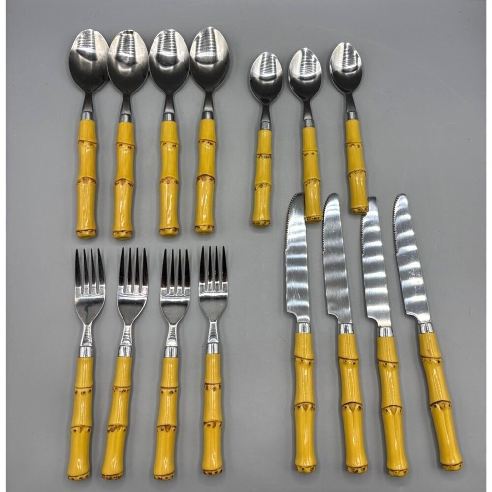 Cambridge Stainless Steel Faux Bamboo  Flatware Set‎ 15 Piece